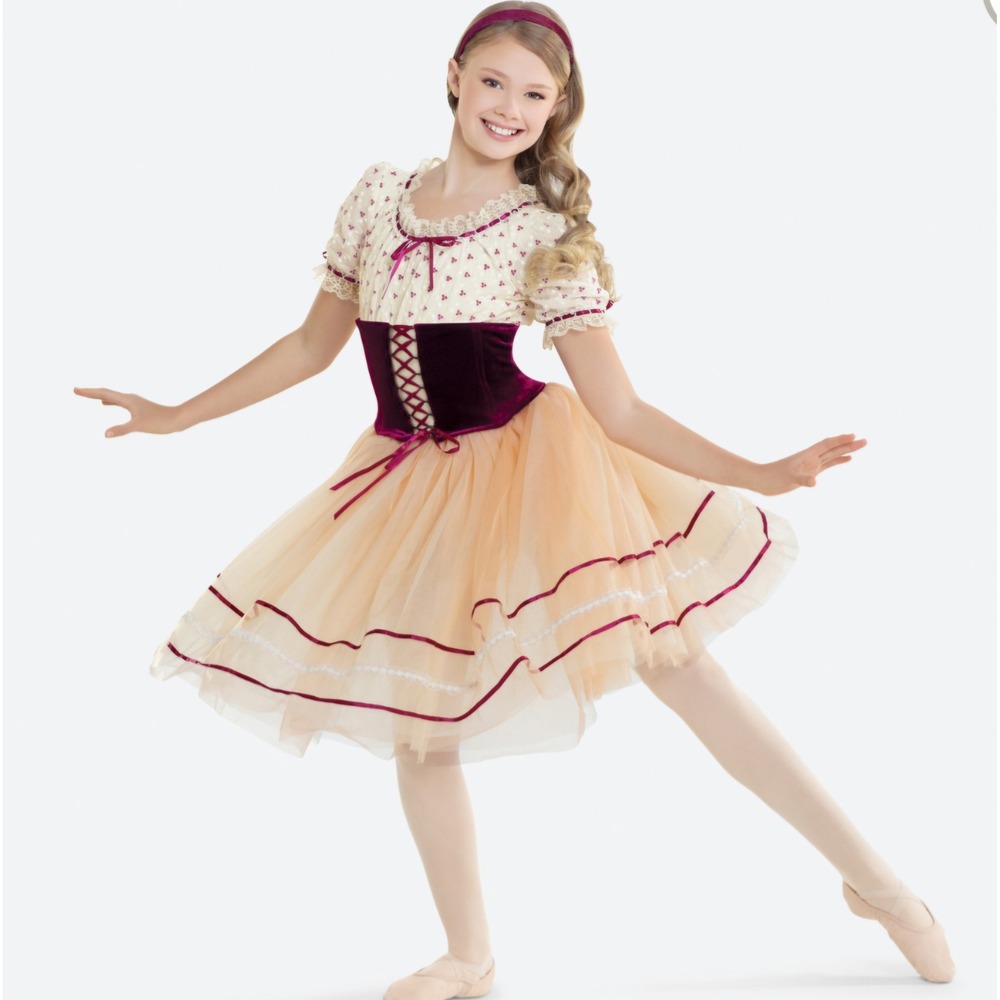 Revolution Dancewear Kids Lyrical Character Dance Costume Peach Burgundy RC16914